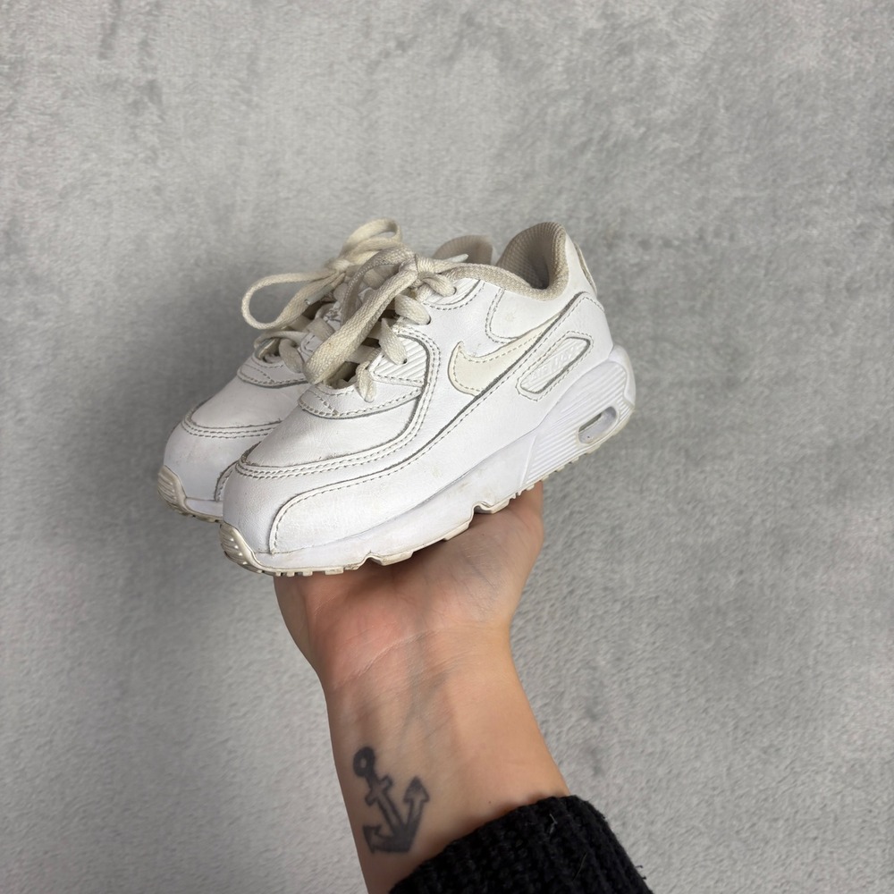 Nike Air Max 90 Toddler Shoes White Leather Sneaker Shoes White Athletic 8C